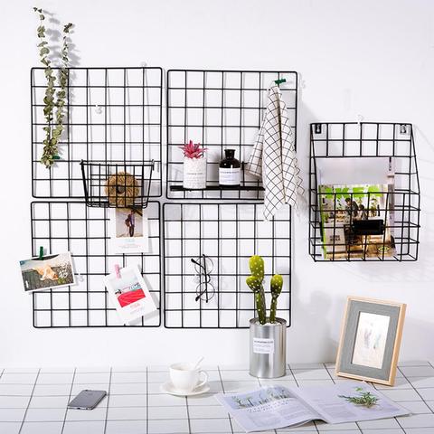 Black Grid Wall Shelf Wall Hanging Wall Decoration Pendant Wall Art Display Storage Box ► Photo 1/6