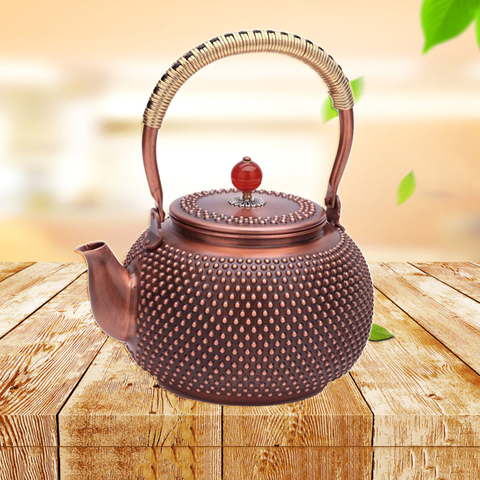 ENERGE SPRING 1.4L Pure Copper Teapot Handmade Milk Nails Red Copper Pot Inner Wall Uncoated Boil Water Pot Retro Health Tea Set ► Photo 1/6
