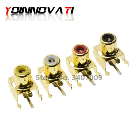 10PCS Gold plating PCB Lotus AV Audio Video Connecctors Jacks Soldering Type RCA Female Audio Socket ► Photo 1/2