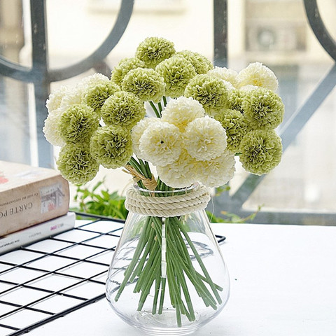 6Pcs/bundle mini chrysanthemum flower ball silk Artificial Flowers for Wedding decoration bridal flores ► Photo 1/3