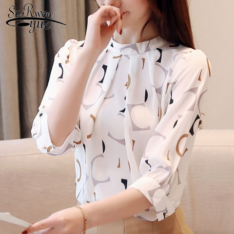 blusas mujer de moda 2022 korean fashion clothing womens tops blouses shirts ladies tops Chiffon blouse white shirt  2480 50 ► Photo 1/5