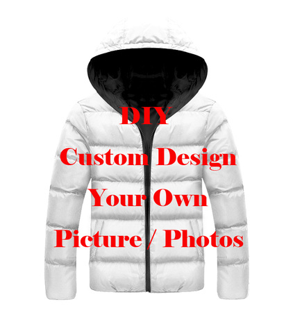 LIASOSO DropShip 3D Print Men Women Diy Custom Design Picture Photo Men's Jacket Plus Velvet Zipper Warm Down Child Filled Coat ► Photo 1/1