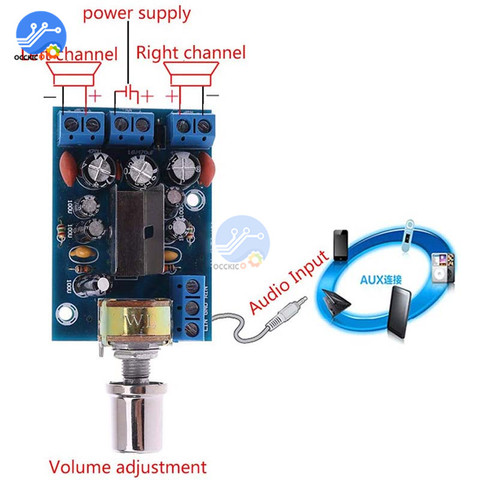 TEA2025B Mini Audio Amplifier Board Dual Stereo 2.0 Channel Amplifier Board For PC Speaker 3W+3W 5V 9V 12V CAR ► Photo 1/6