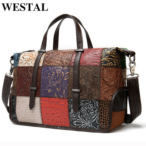 WESTAL women's leather hanbags genuine leather shoulder bags big luxury handbags women bag designer totes bags for women bolsos ► Photo 1/6