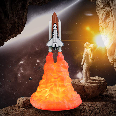 3D Print LED Night Lamp Space Shuttle Apollo 5 Rocket Moon Rocket Rechargeable Bedroom Table Decoration Light Kid Christmas Gift ► Photo 1/6