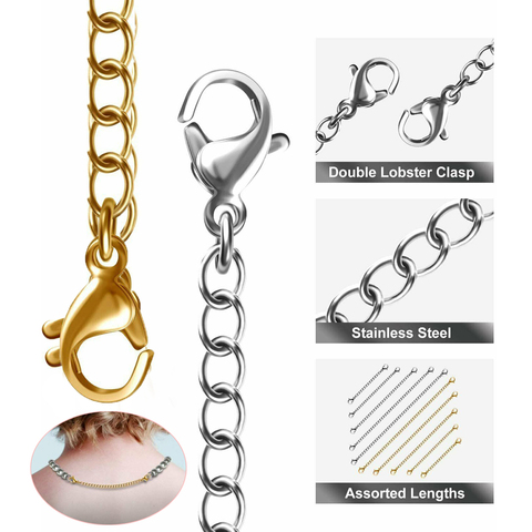 1PC Durable Stainless Steel  Safety Chain Extender Necklace Bracelet Lobster lock Jewelry Making Chain DIY Jewelry Accessories ► Photo 1/6