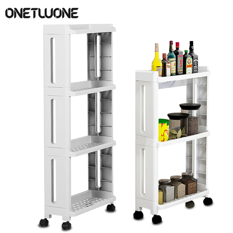 Kitchen Storage Rack For Goods Fridge Side Shelf 2/3/4 Layer Removable With Wheels Bathroom Organizer Shelf Gap Holder ► Photo 1/6