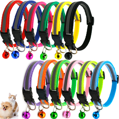Adjustable Nylon Dog Collars Pet Collars with Bells Charm Necklace Collar for Little Dogs Cat Collars Pet Supplies Acessorios ► Photo 1/6
