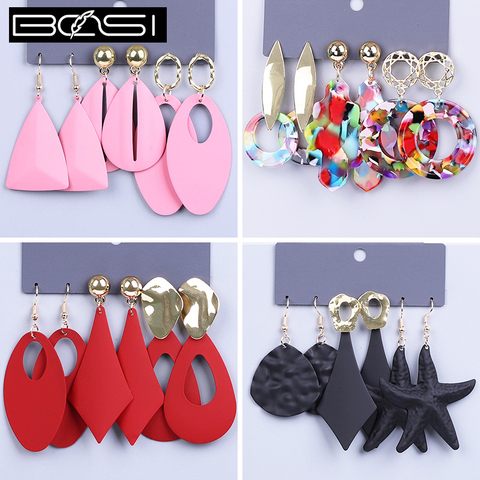 BOSI Women set earrings fashion jewelry drop earrings minimalist Metal long earrings black simple earring girls pink wholesale ► Photo 1/6