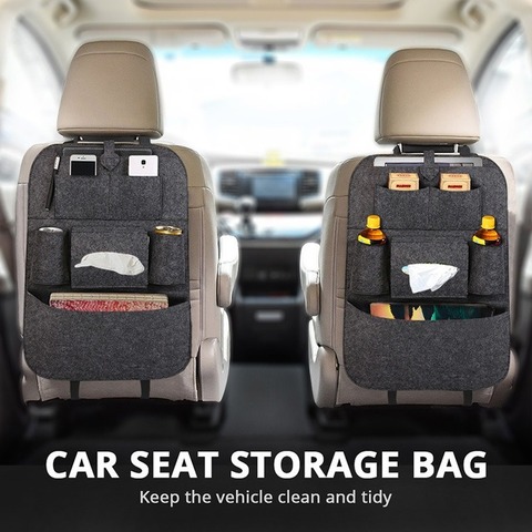 1pc Universal Car Back Seat Storage Bag Organizer Trunk Elastic Felt Storage Bag 6 Pockets Organizer Hanging Car Accessories ► Photo 1/6