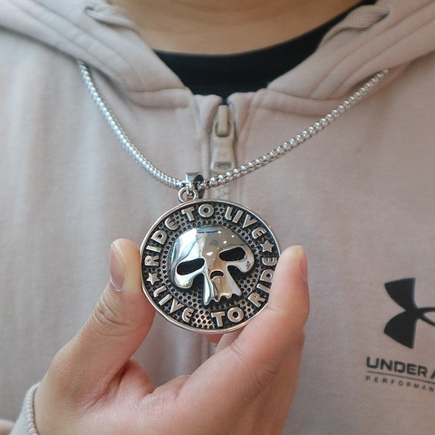 Unisex 316L Stainlesss Steel Star Ride To Live, Live To Ride Skull Big Pendant Newest For Rider Gift ► Photo 1/1