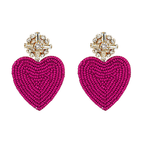 ZHINI Fashion Enthic Flower Crystal Dangle Earrings for Women 15 Color Beads Heart Drop Earring Statement Earring Jewelry Gift ► Photo 1/6