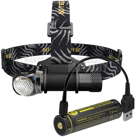 NITECORE 1800 Lumens Headlamp HC33 + 18650 USB Charging Port Battery Waterproof Head Light Outdoor Camping Hunting Search Travel ► Photo 1/6