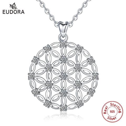 Eudora Sterling Silver Flower Of Life Pendant Necklace with Free Box Elegant Jewelry for Women Romantic Gift /Dropshpping D493 ► Photo 1/6