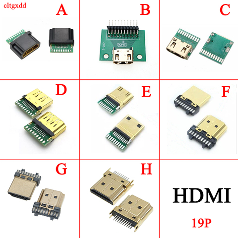1X HDMI 19Pin Female Male Plug Connector Gold-plating HDMI Test Socket Jack HDMI repair replacement Soldering PCB board DIY part ► Photo 1/2