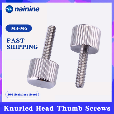 [M3 M4 M5] 304 Stainless Steel Thumb Screws Plain Type Metric Knurled Head Manual Adjustment Screws ► Photo 1/5