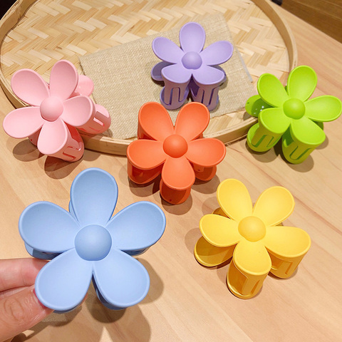 New Women Girls Cute Candy Colors Big Flower Plastic Hair Claws Sweet Hair Holder Clip Hairpin Headband Fashion Hair Accessories ► Photo 1/6