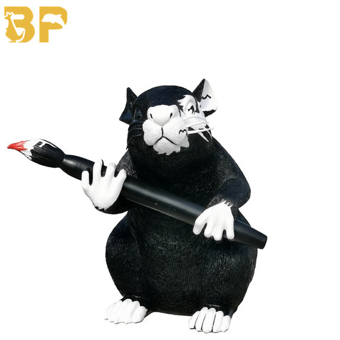 Modern Art Luxurious Banksy Love Rat Statue Black Mouse Figurine  Street Art Home Decor Sculpture ► Photo 1/6