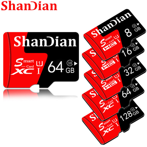 SHANDIAN Smast sd card 128gb 64gb Smast sd 32gb Mini Card 16gb Class 10 for samrtphone and table PC 100% Original Memory Card ► Photo 1/6