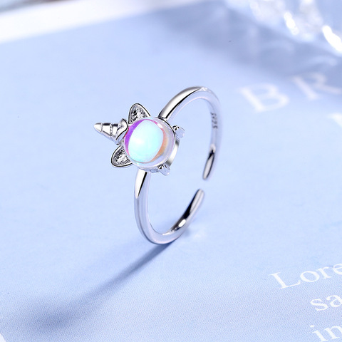 CHENGXUN Teen Girls Rings Silver Color  Cute Unicorn Rings Charm Jewelry for Kids Daughter Birthday Wedding  Ring ► Photo 1/5