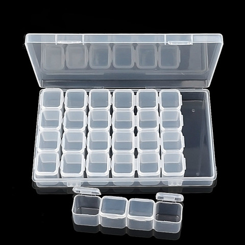 28 Cells Nail Art Storage Case Rhinestones Gems Accessories Clear Plastic Empty Container for Rhinestones Beads Organizer Box ► Photo 1/6