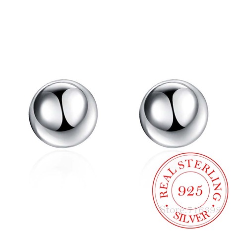 High Quality 925 Sterling Silver Women Jewelry 8mm/10mm Round Beads Ball Stud Earrings Fashion Elegant Earings for Women 2022 ► Photo 1/5