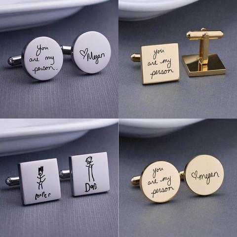 Personalized Cufflinks Engrave Handwriting Cufflinks Wedding Gift for Husband Custom Cufflinks for Him Valentine's Day Gift ► Photo 1/6