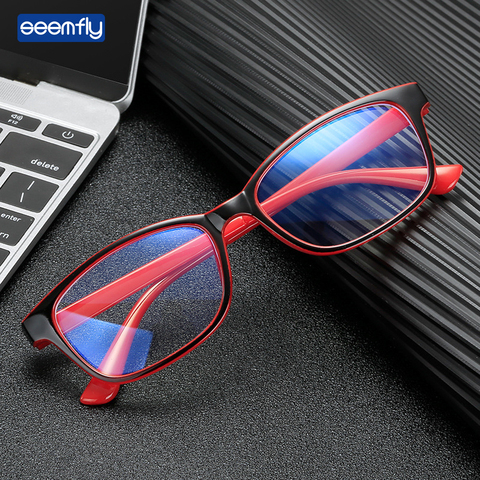 Seemfly New Myopia Glasses For Men and Women Finished Square Frame Eyeglasses Unisex With Degrees -1.0 -1.5 -2.0 -2.5 -3.0 -3.5 ► Photo 1/6