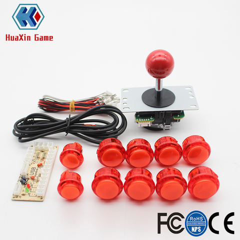 Arcade Game DIY Part kit for PC Mame Raspberry Pi Retro Pie 5Pin 8 way Copy SANWA Joystick Transparent no LED 30MM 24MM Buttons ► Photo 1/6