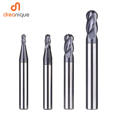 1pc ball nose end mill 4 flutes R2.0-R6.0 cnc end milling cutter for metal face and slot machining coated end mills for hrc50 ► Photo 1/6