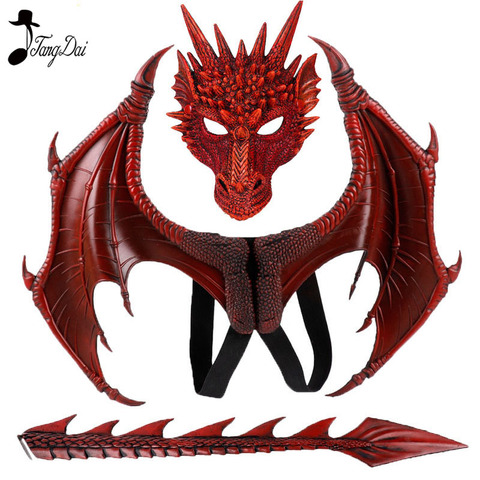 Animal Cospty Dragon Costume Purim Christmas Gift Carnival Party Kids Cosplay Set Wing and Tail Children's day faucet Costume ► Photo 1/6