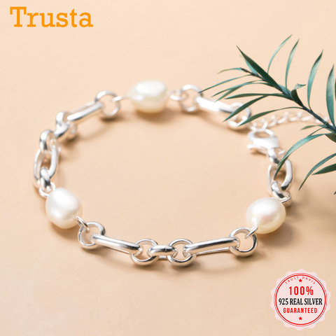 Trustdavis Luxury 925 Sterling Silver Sweet 8mm Baroque Pearl Chain Bracelet For Women Wedding Birthday Fine S925 Jewelry DA1653 ► Photo 1/6