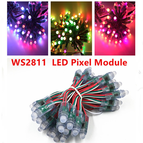 50leds/lot 5V 12mm WS2811 2811 IC Full Color LED Module Light Input  IP68 Waterproof RGB Color Digital LED Pixel String ► Photo 1/5