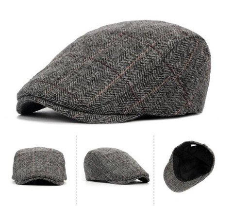 2022 Autumn Winter Men Cap Hats Berets British Western Style Wool Advanced Flat Ivy Cap Classic Vintage Striped Beret Cap ► Photo 1/6