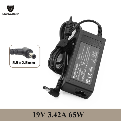 19V 3.42A 65W 5.5x2.5mm Laptop AC Adapter Charger for Asus ACER Toshiba LITEON delta gateway Fujitsu IBM notebook power supply ► Photo 1/6