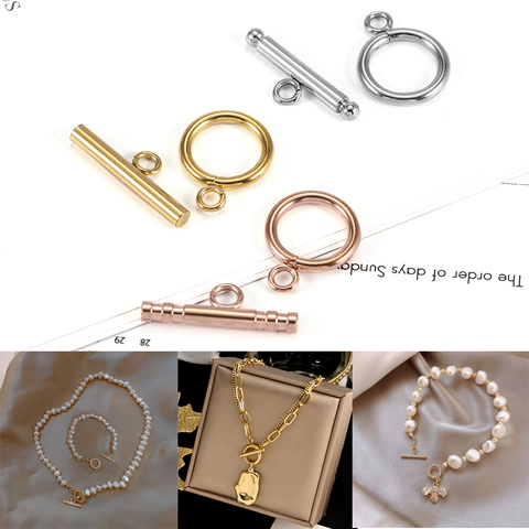 6 Sets Gold Color Stainless Steel Fastener Bracelet Toggle Clasp Buckle Connector For Jewelry Making OT Clasps Diy Accessories ► Photo 1/1
