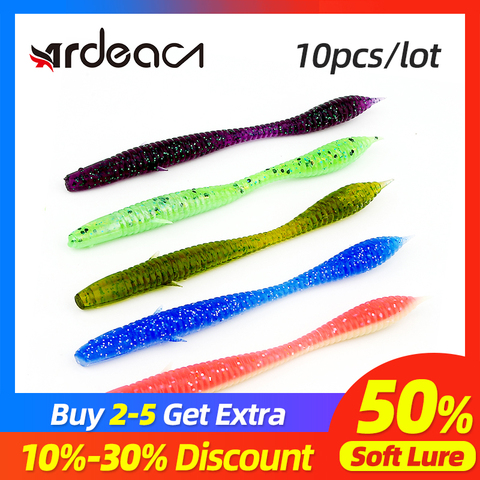 ARDEA 8pcs Soft fishing lure Silicone Bait Worm Wild Stick Fishing Worm Lures Tackle black bass Carp Pesca Lures Trout Lure ► Photo 1/6