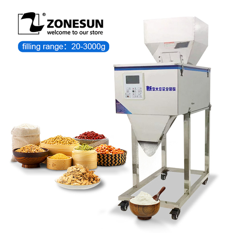ZONESUN 3000g Food Racking Machine Granular Powder Materials Weighing Packing Machine Filling Machine For Seeds Coffee Bean ► Photo 1/3