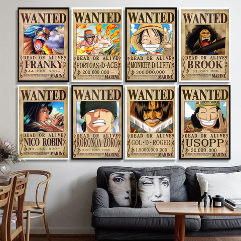 Buy Online One Piece Wanted Posters Anime Posters Luffy Chopper Wanted Print Canvas Cartoon Painting Home Decoration Alitools