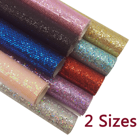 2 Sizes Glitter Fabric Sheets Shiny Sequin Synthetic Leather Hair bow Accessories Materials DIY HandBag Shoes Home Texile Fabric ► Photo 1/6
