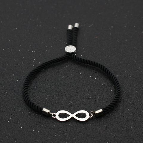 Stainless Steel Lucky Digital 8 Couples Bracelets for Women Red Thread Rope Simple Adjustable Charm Bracelet Men Jewelry ► Photo 1/6