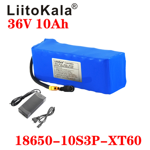 LiitoKala 36V battery 36V electric bike battery 42V 10AH 18650 battery for motorcycle Scooter with XT60 plug and 42V2A charger ► Photo 1/4