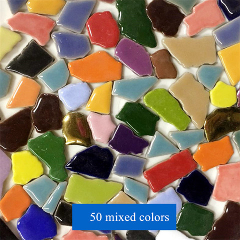 100g 50 Mixed Color DIY Ceramic Mosaic Tiles Ceramic Irregular Mosaic Making Tiles DIY Wall Crafts Handmade Decorative Materials ► Photo 1/6
