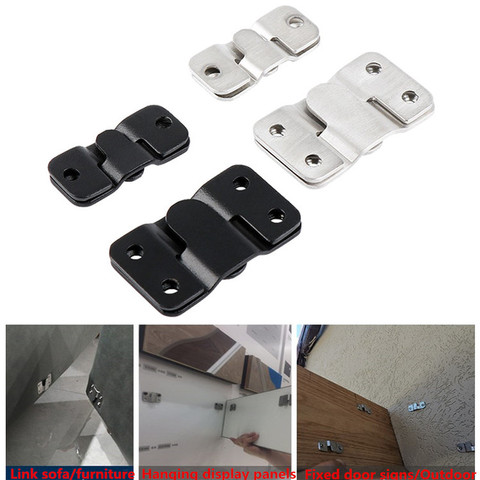 4pcs Stainless Steel Heavy Duty Picture Frame Hanger Photo Display Hooks Bed Interlocking Hanging Fasteners Furniture Connector ► Photo 1/6