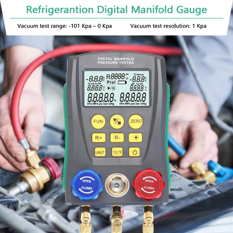 Refrigeration Pressure Gauge Digital Manifold Pressure Gauge Vacuum Pressure Temperature Meter Test Air-Conditioning ► Photo 1/6