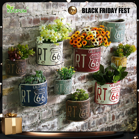 American Retro Cement Wall Hanging Flower Pot Simple Creative Simulation Fleshy Flower Pot Gardening Home Wall Decoration ► Photo 1/6