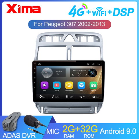 Android 9.0 RAM 2GB Car DVD GPS Navigation Multimedia Player For peugeot 307 307CC 307SW Radio 2002-2013 Auto Radio GPS Navigat ► Photo 1/6