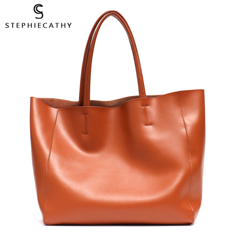 SC Luxury Brand Cow Leather Tote Bags Designer Cowhide Handbags Women Shoulder Bags Fashion Female Large Capacity Liner Bag ► Photo 1/6