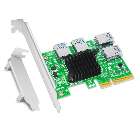 PCI Express Riser Card 1 to 4 16X PCIe Riser PCI-E 4X to 4 USB 3.0 Adapter Port Multiplier Card for BTC Bitcoin Miner Mining NEW ► Photo 1/6