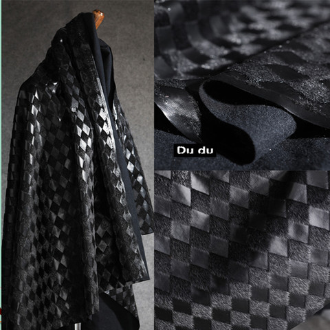 50*150cm Leather 3D Texture Clothing Fabric Black Square Autumn Winter Wool Fabric DIY ► Photo 1/6